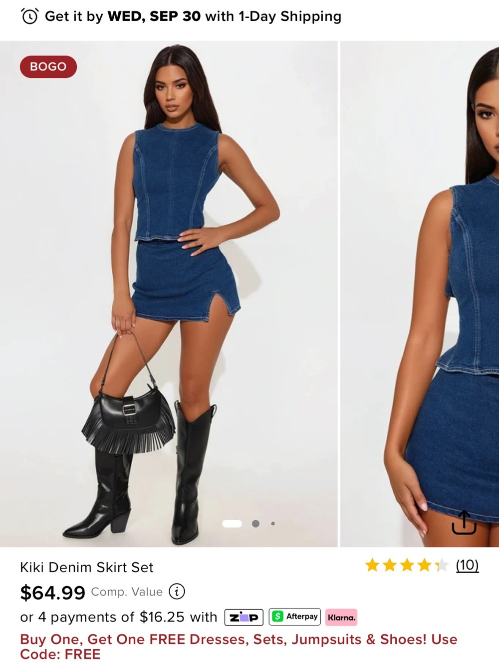 Fashion Nova Dark Blue Denim Two-Piece Vest & Skirt Set